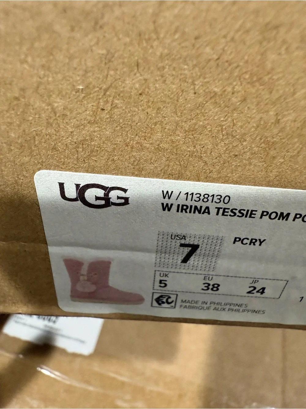 UGG Girls' Pink Faux-Suede Pom Pom Winter Boots